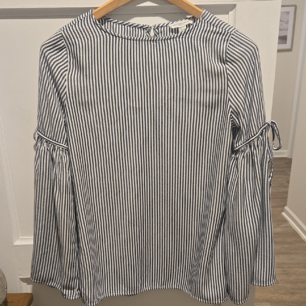beachlunchlounge Navy and White Striped Blouse